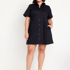 Black Button-Up Shirt Dress